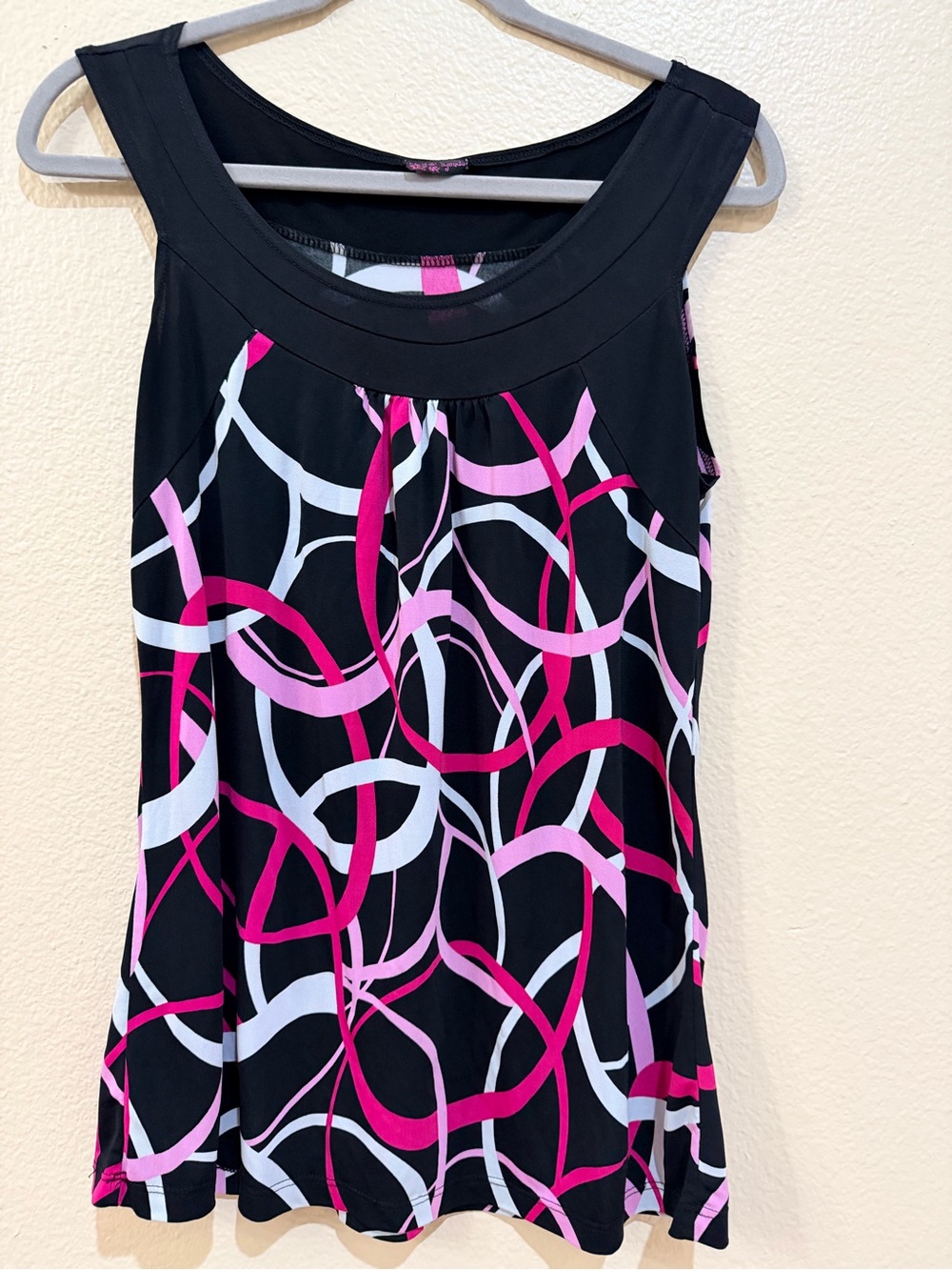 Agenda Pink Geometric Circles Tank Top M Sleeveless Summer Blouse